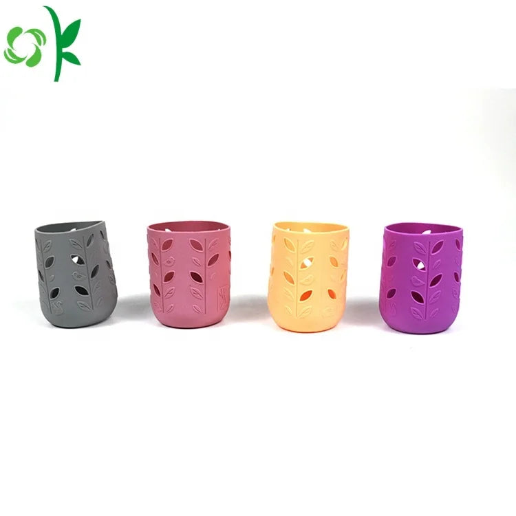 OKSILICONE Customized Kids Cute Water Bottle Cartoon Soft Silicone Water Bottle Holder Bag Adjustable Reusable Bottle Sleeve