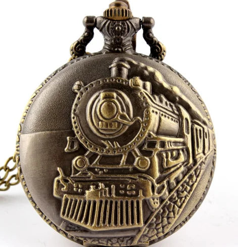 BOSHIYA  Wholesale Designs Custom Steampunk Antique Bronze Black Cheap Train  Pocket Watch with Chain