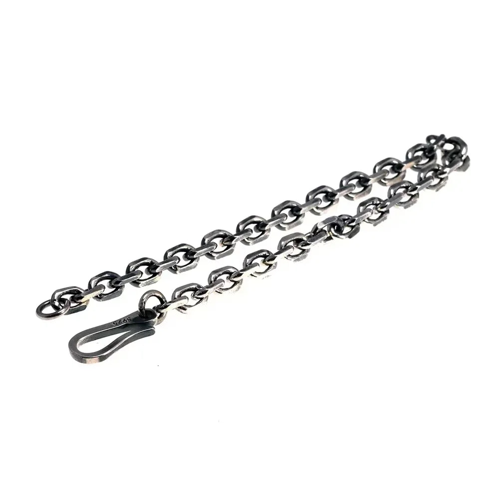 S925 Silver Vintage Key Chain Necklace Wholesale Men and Women Old Classical Silver Necklace