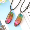 CSJA Natural Tree of Life Wire Wrapped Colorful Irregular Big Crystal Stone Pendant Charms Custom Necklace G147 MegaBDM