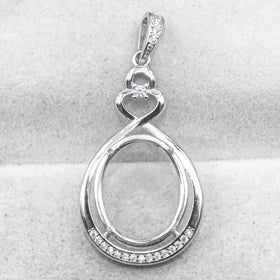 Sterling Silver 13*16mm Semi Mount Pendant Empty Frame Blank Support Setting S925 Base Holder Without Center Stone for DIY Inlay