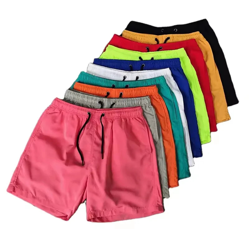 Summer Men's Casual Sports Loose Quick Drying 15 Colors Solid Beach Shorts