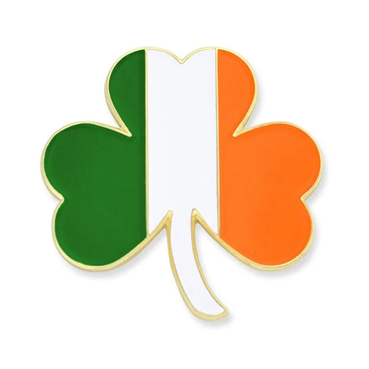 Factory Price Zinc Alloy Metal 18K Gold Ireland Style Enamel Four Leaf Clover Brooch for Gift