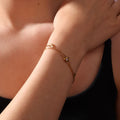 Chic Dainty 18k Gold Plated Stainless Steel Heart Charm Pendant Double Layered Chain Bracelet for Ladies Tarnish Free Jewelry