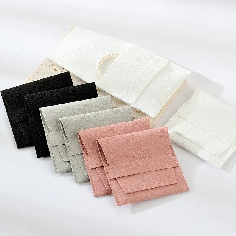 Luxury Multicolor Jewelry Gift Packaging Pouch Custom Printed LOGO Microfiber Pouch Envelope Style Pouch for Jewelry