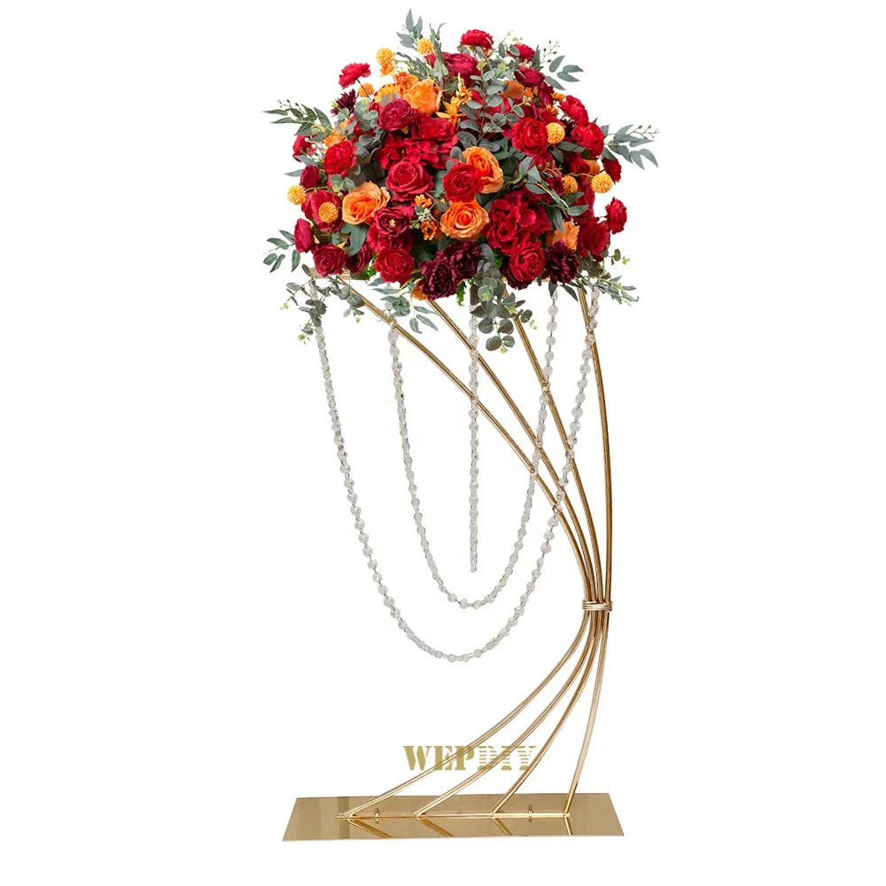 Modern Gold Metal Flower Stand Wedding Table Top Decoration Iron Event Party Supplies