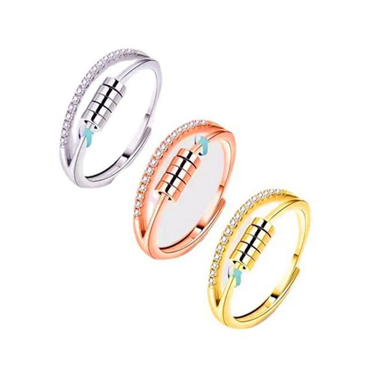 G1920 Hot Sale Anxiety-Relieving Ring Jewelry Fidget Rings Adjustable Spinning Beads Anti Anxiety Ring