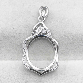 Sterling Silver 13*15mm Semi Mount Pendant Empty Frame Blank Support Setting S925 Base Holder Without Center Stone for DIY Inlay