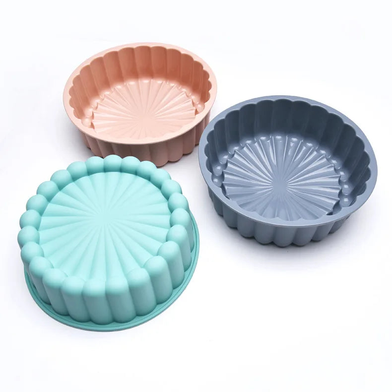 Factory Wholesale Big Round Sunflower Cake Pan Colorful Silicone Baking Mold Reusable Cake Mold