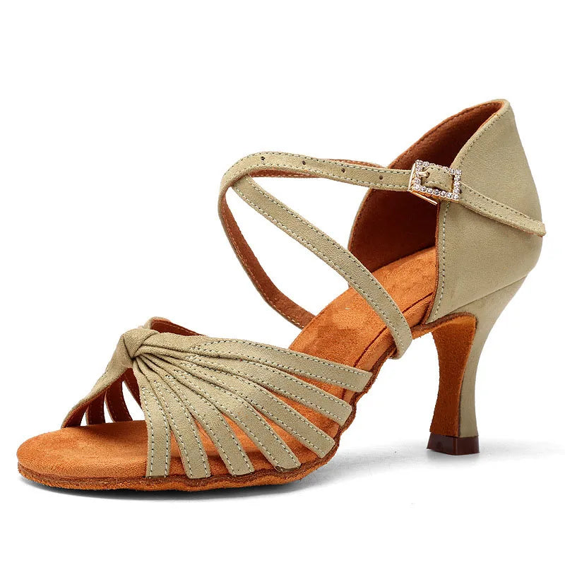 Women Indoor Sandals Sheepskin Latin Dance Shoes Professional National Standard Belly Dance Shoes
