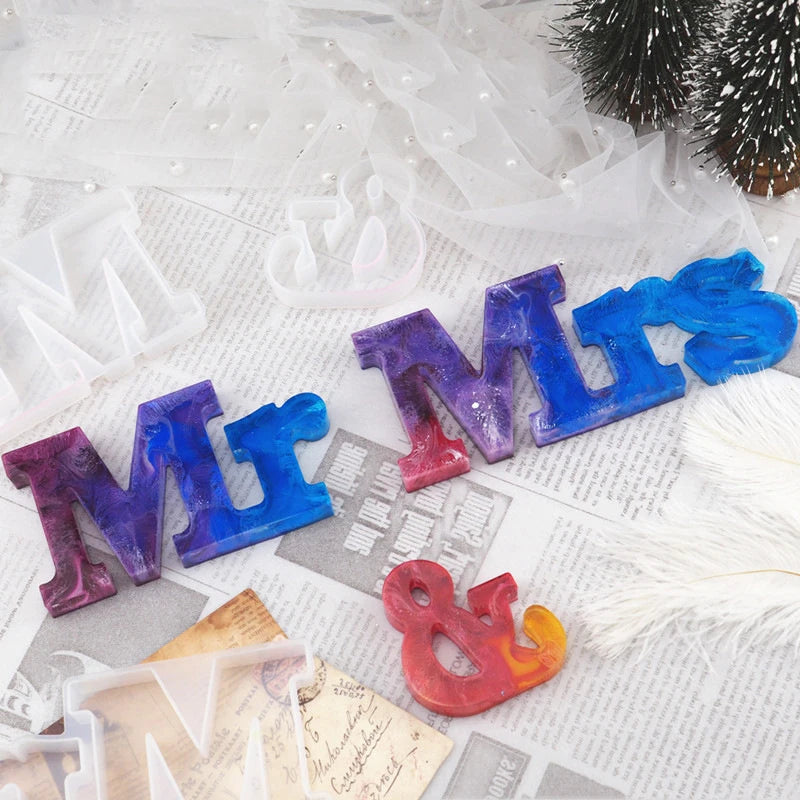 Popular Mr and Mrs Silicone Sign Mold for Resin Wedding Decoration