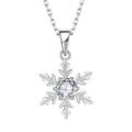 925 Sterling Silver Snowflake Pendant Necklace Rhodium Plated CZ Diamond Winter Christmas Snowflake Necklace Jewelry for Women