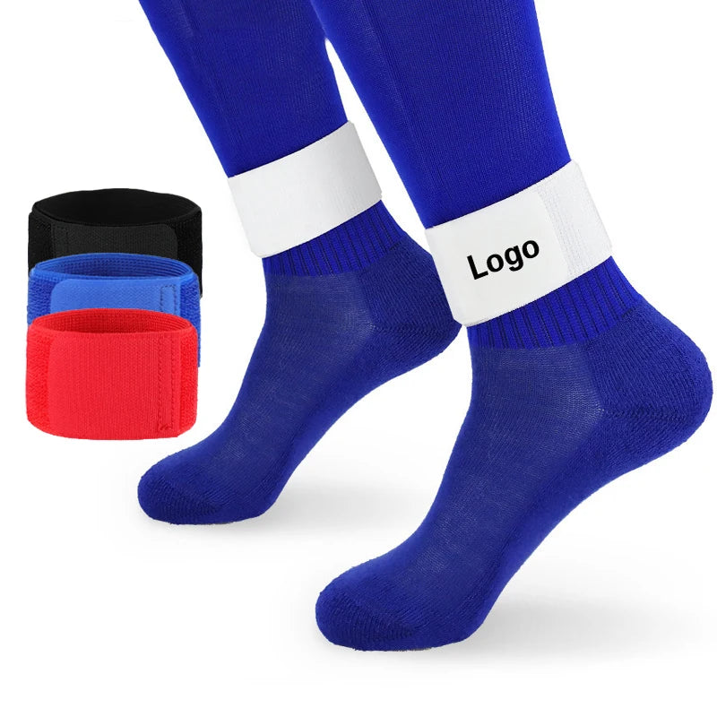 Custom logo White Anti slip Shinguard Stay Ankle Protective Pressure Holding Band Outdoor Soccer Shin Guard Board Holder Straps