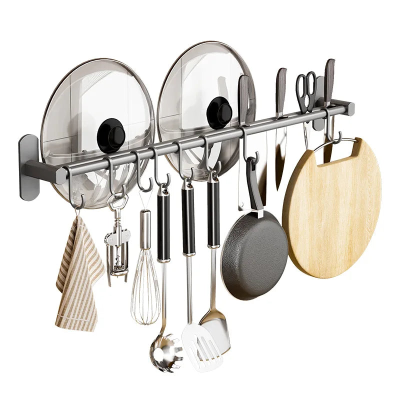 Wall Hanging Metal Row Hook Rack Kitchen Spatula Hooks Spoon Hangers Pot Cover Holder