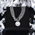 Trendy Necklaces for Women Stainless Steel Hip Hop Choker New Style Vintage Layers Round Gold Pendants