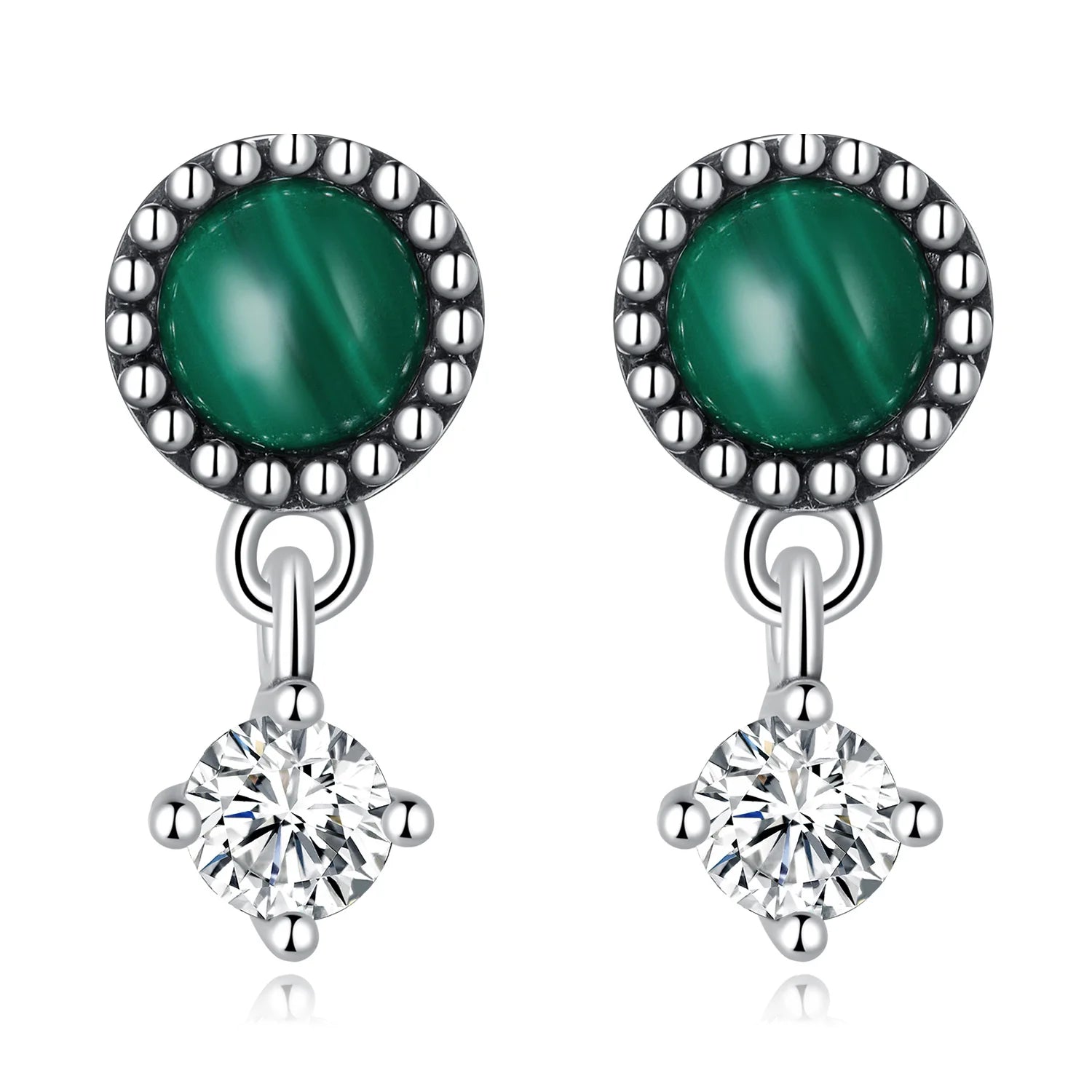 Factory 925 Sterling Silver Malachite Earrings for Women Fine Jewelry Luxury Wedding Gift Cubic Zircon Drop Earrings SCE1474