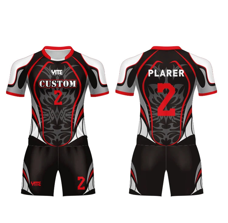 LOW MOQ Breathable Rugby Uniform Sets with Cheap Price Training and Matches Professional Rugby Union Jerseys 100% Polyester