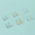 Gold Plated Hollow Triangle Stud Earrings Findings DIY 925 Sterling Silver Jewelry Accessories