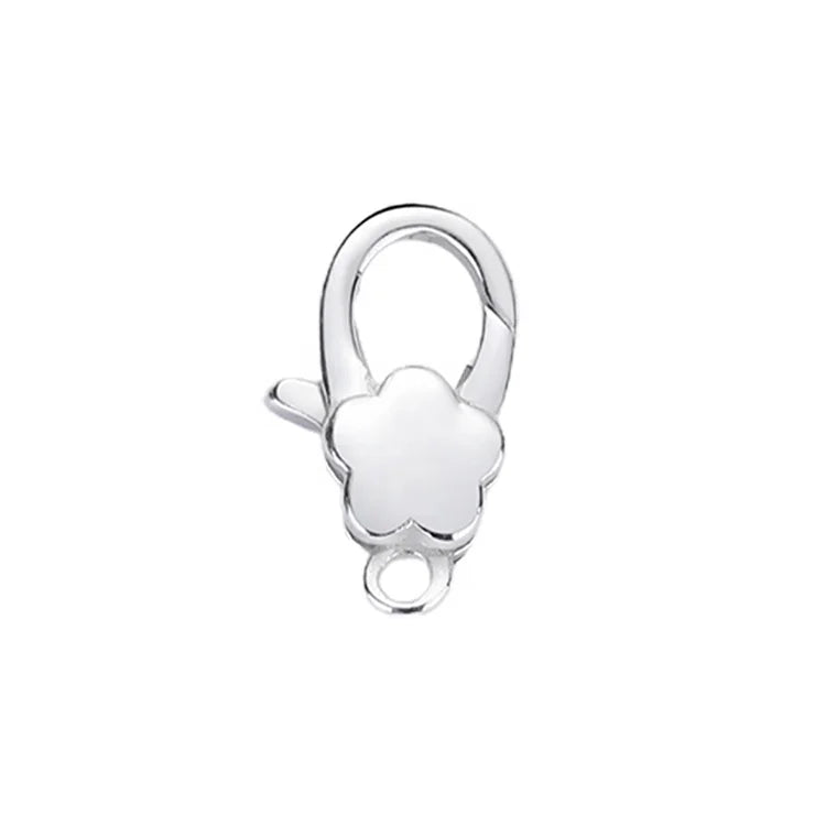Hot Selling Jewelry Findings 13mm Cute 925 Sterling Silver Flower Shaped Lobster Claw Clasp for Bracelet & Necklace Making