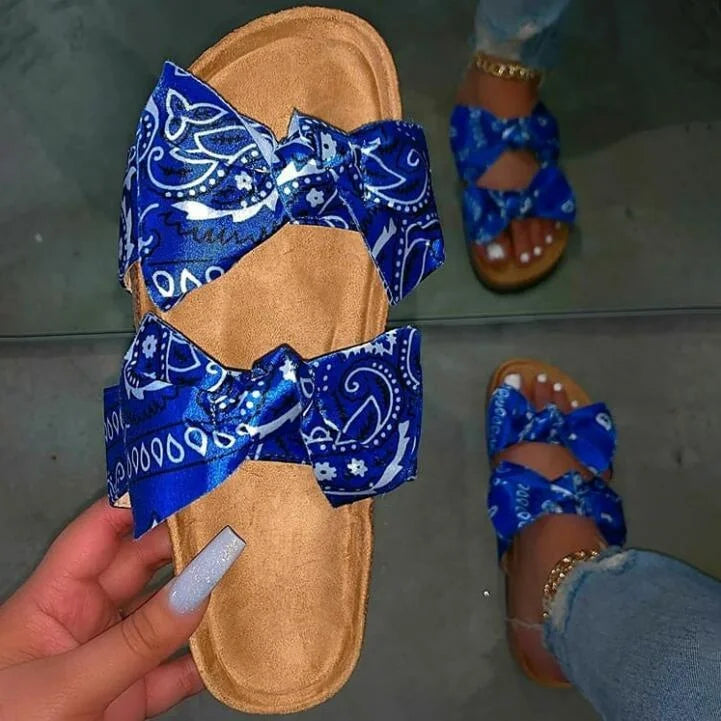Women's New Design Cork Plus Size Summer Casual Shoes Anti-Slippery Anti-Slip Sandals with Bows for Beach Spring