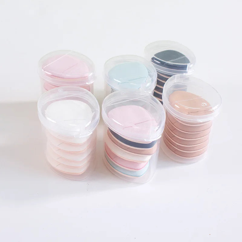 Set of 6pcs Mini Finger Sponge Air Cushion Cosmetic Foundation Powder Puff Box Free Sample Drop Pattern