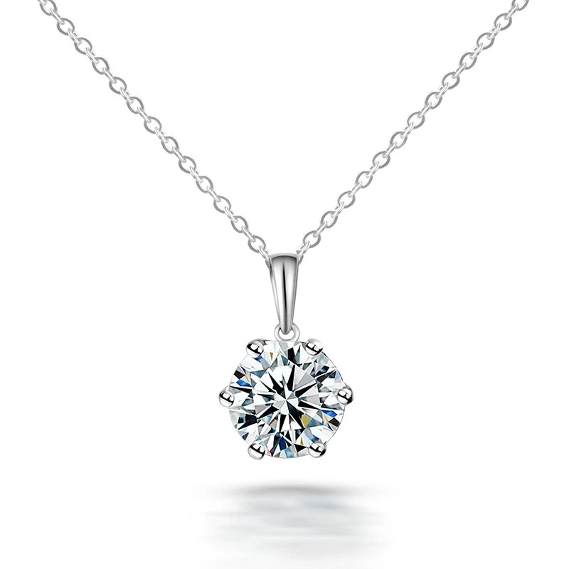 DEF VVS Round Moissanite Diamond Wholesale Price 1CT 2CT Starsgem S925 Plated White Gold Women Gemstone Necklace Jewelry