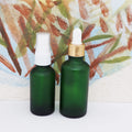 Luxury Cylinder Custom Green 30ml 50ml Cosmetics Serum Essential Oil Glass Dropper Bottle