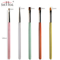 Latest Frosted Nail Tools Colorful Handle Manicure Nail Painting Small Oval Gel Flat Oval Ombre Liner Nail Art Brushes