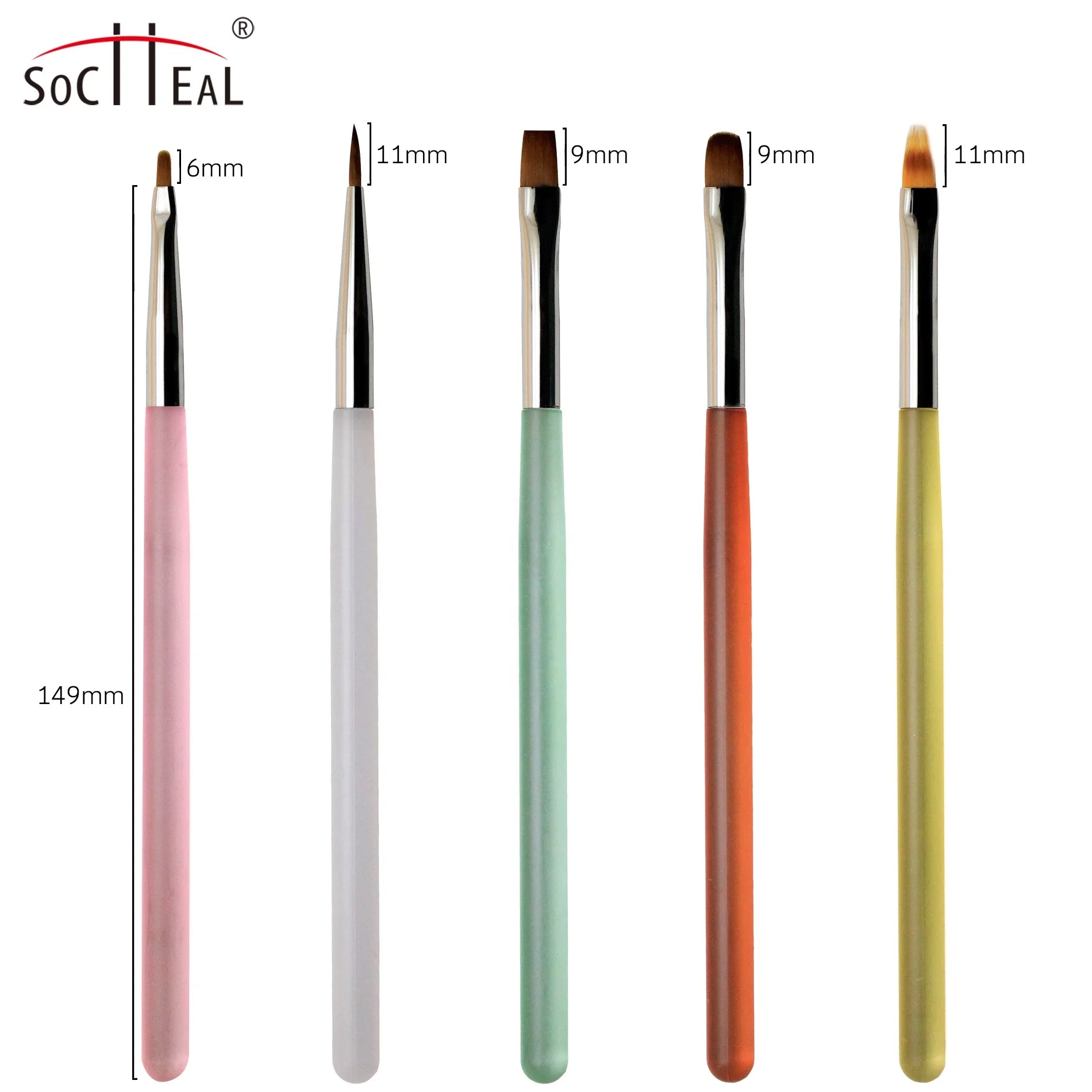 Latest Frosted Nail Tools Colorful Handle Manicure Nail Painting Small Oval Gel Flat Oval Ombre Liner Nail Art Brushes