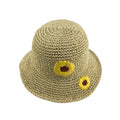 Handmade Crochet Straw Bucket Hat Women Sunflower Floral Sun Hat Wide Brim Summer Beach Fisherman Hat UV Protection Foldable