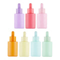 30ml 1oz Colorful Macaron Frosted Purple Pink Yellow Blue Flat Shoulder Glass Essence Serum Dropper Bottles
