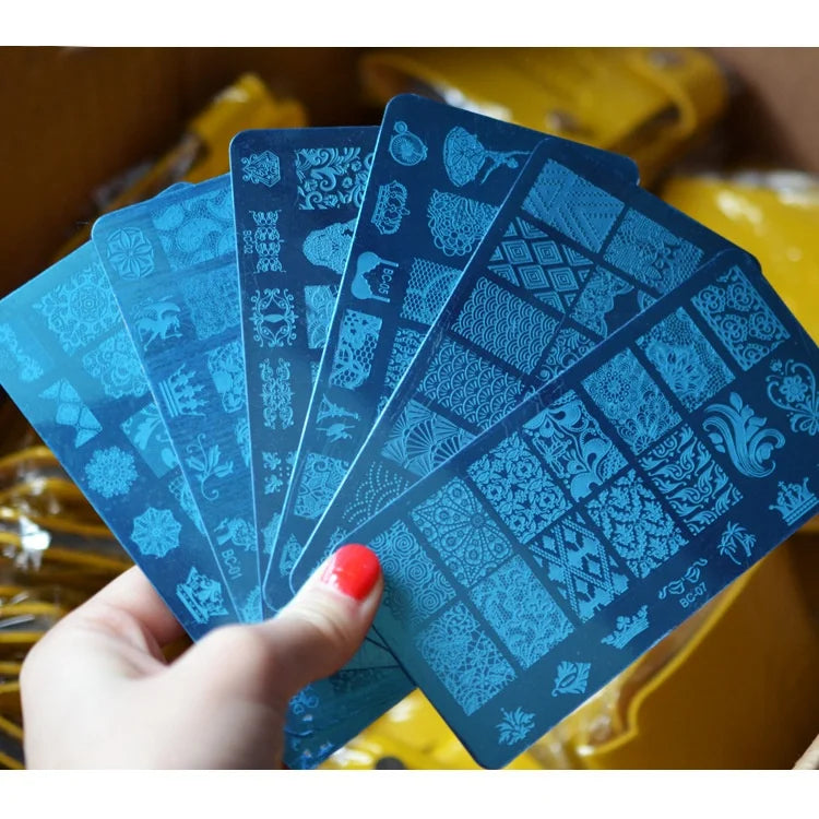 Professional 3D Square Steel Plate Solid Nail Art Tool Transfer Printing Template Painted Stamp Sticker Stencil