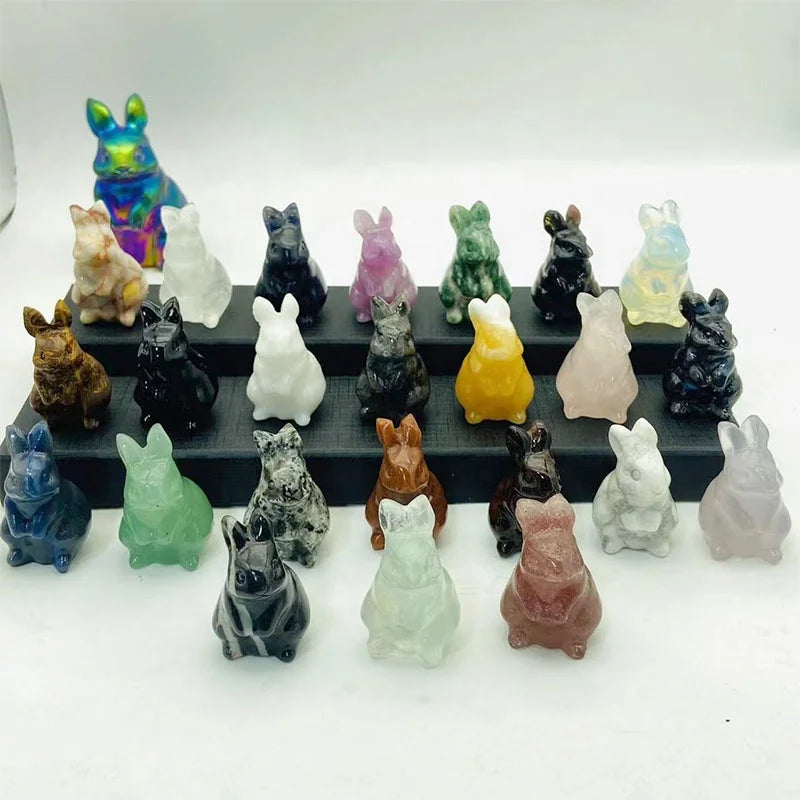 Wholesale Small Size Cute Crystal Gemstones Rabbits Crystal Healing Stones Craft