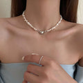 SC Fashion Magnetic Love Heart Necklace Jewelry Elegant Natural Irregular Freshwater Pearl Beaded Choker Necklace for Women Girl