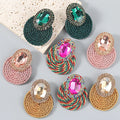 JLE14433 Wholesale Fashion Rhinestones Statement Earrings Women Exaggerated Stud Earrings Jewelry