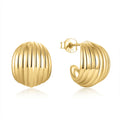 QX Custom OEM Minimalist Design 925 Sterling Silver Vintage Fine Jewelry 18k Gold Plated CC Texture Stud Earings Women Luxury