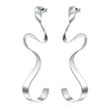 Lotusfun Modern 925 Sterling Silver 18k Gold Plated Simple Design Jewelry 2 Colors Spiral Curved Long Drop Earrings for Women