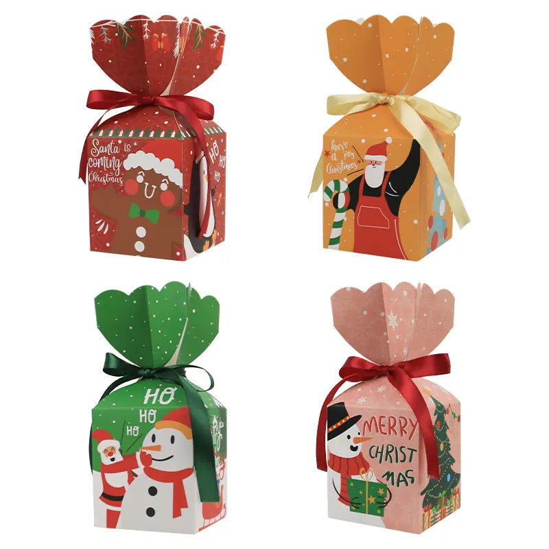 Christmas Gift Treat Packaging Paper Boxes With Ribbon Snowman Candy Paper Boxes Luxury Packaging Boxes for Party Decorations