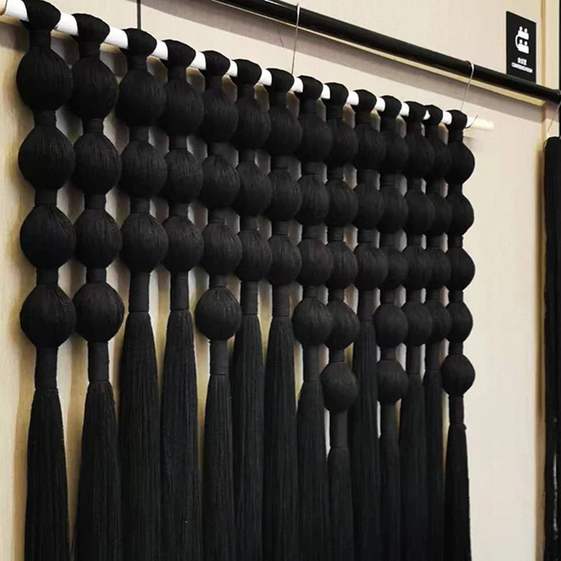 Factory Wholesale Boho Large Macrame Wall Hanging Room Deco Black Cotton Decoration Art Tassel Tapestry Backdrop