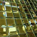 Golden Beveled Reflection Diamond Faceted Mirror Palace Square Glass Mosaic Wall Tiles Modern Design Glossy Surface Cheap Price