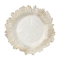 Antique Gold Brushed Ceramic-Like Eco-Friendly White Plastic Charger Plates in Irregular Reef Shape MOQ 100pcs
