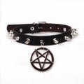 AA01315 Fashion Gothic Punk Women Harajuku Collar Necklace Spike Star Pendant Pu Leather Rivet Choker Necklace