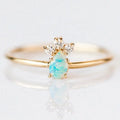 Gemnel Fashion 925 Sterling Silver 18k Gold 0.1 Microns Grace Opal Rings Women Jewelry