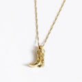 Personalized Water-Wave Chain Necklace Brass Gold Plated Choker Necklace Cowboy Boot Necklace for Women