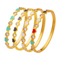 Luxury Style Crystal Women 18K Gold Plated Stainless Steel Enamel Heart Bangle