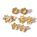 High Quality Ins Style 18k Gold Plated Stainless Steel Flower Leaf Petal Earrings for Women's Fashion Jewelry Earrings