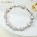 OUGEPHELI Wholesale Custom CZ Zircon Cubic Zirconia Brass Pulseira Brazalete Bracciali Fashion Jewelry Bracelet for Women Lady