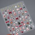 5D Merry Christmas Kawaii Bear Bow Crystal Diamond Nail Stickers Christmas Snowflake Tree Adhesive Nail Sticker Sliders TL-040