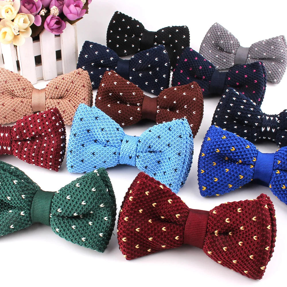 Fashion Knitted Bow Tie for Men Women Adult Wedding Cravats Polyester Groomsmen Bowties with Knit Bowknot Groom Style Bow Ties