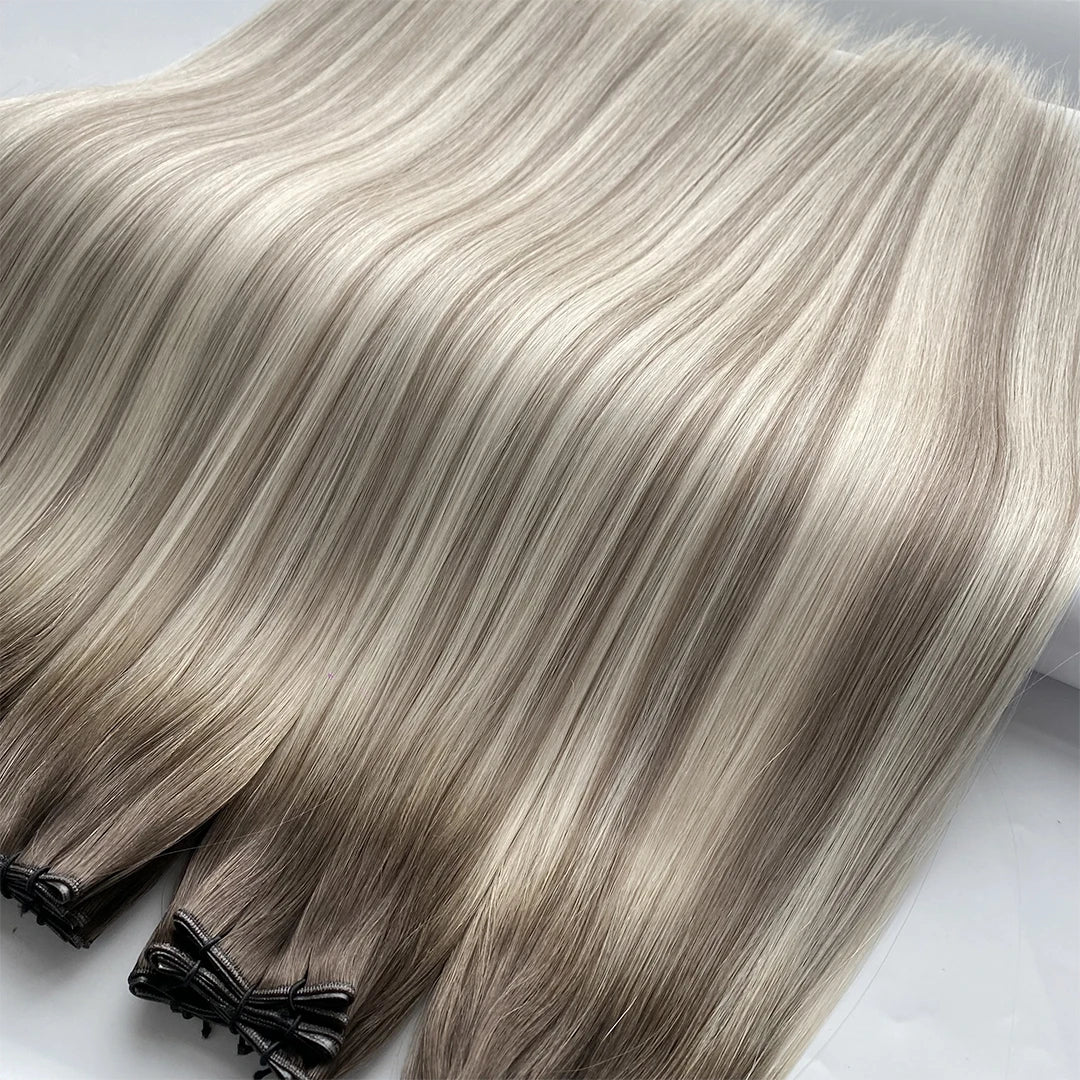 Cuticle Aligned Genius Weft Beautiful Color Hair Invisible Thin Weft Can Be Cut with Balayage Color in Stock